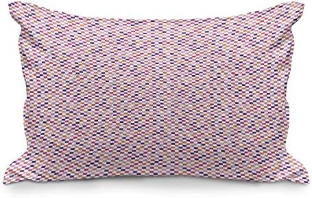 Ambesonne Mozaik Steppelt Pillowcover, Nyári Színek Geometriai Témájú Apró Boldog Színes Szimmetrikus Négyszögek Ismétlés