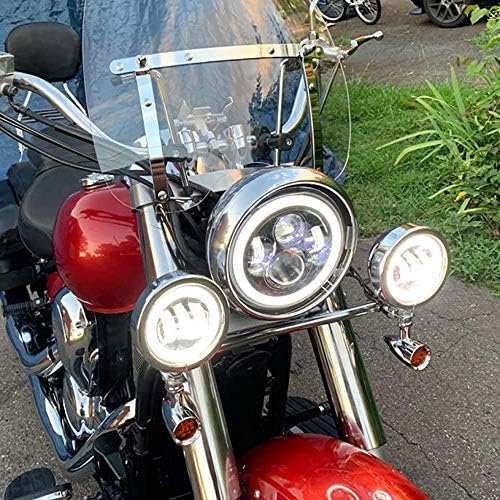 Chrome 7 Hüvelykes LED Fényszóró W/Y DRL a 4-1/2inch Köd Tompított fényszóró Készlet kompatibilis a Harley Ultra Classic Electra