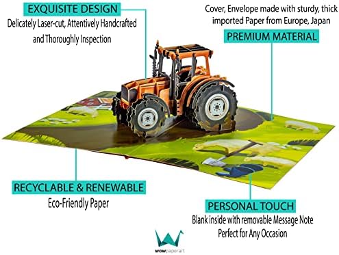 Traktor - 3D felugró üdvözlőlap Minden Alkalomra - Szerelem, Születésnap, Karácsony, Gratulálok, a Nyugdíj, a Gazdák, a Munkavállalók