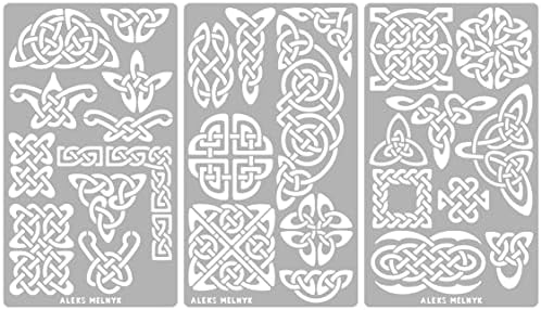 Alec Melnyk 37 Fém Napló, Stencil, Kelta Minták, A Wicca Stencil, Kelta Csomó Stencil, Viking Stencil, Fatüzelésű Sablonok,
