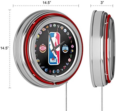 NBA Logóval 30 Csapat Chrome Dupla Gyűrű Neon Óra