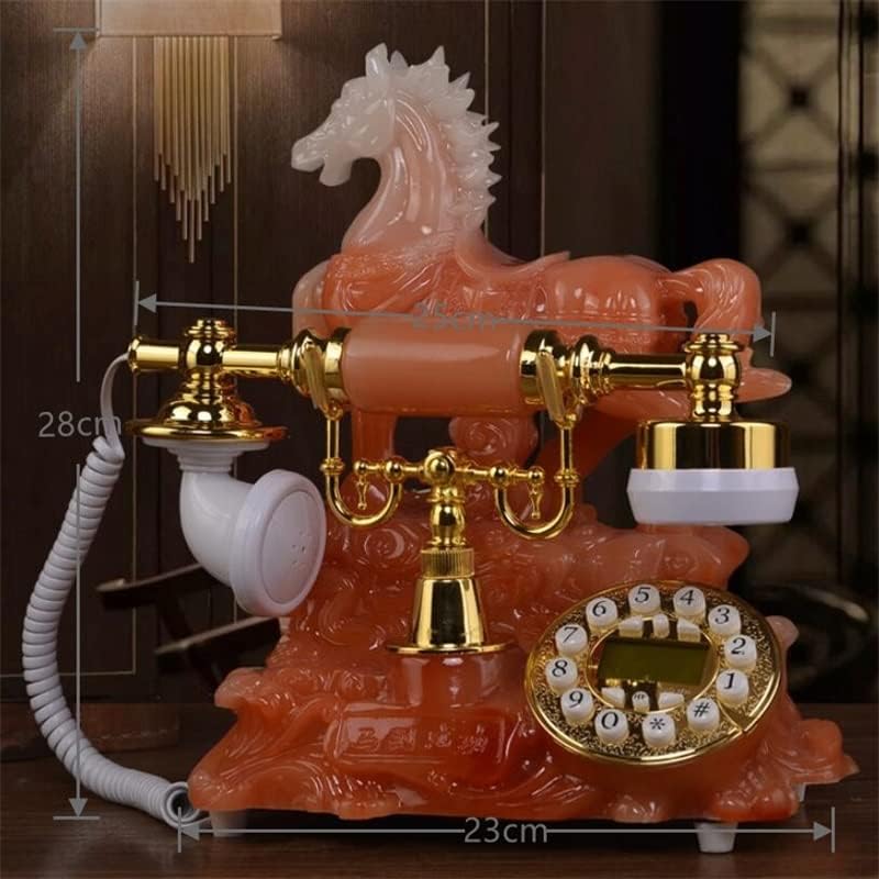 DHTDVD Retro Vezetékes Telefon Európai Haza Antik Ló Stílus Kreatív Irodai Vezetékes Kék Háttérvilágítás+Kihangosító+Hívófél-AZONOSÍTÓ