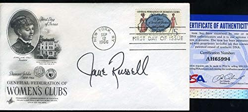 Jane Russell PSA DNS-Coa Aláírt 1966 FDC Cache Autogramot