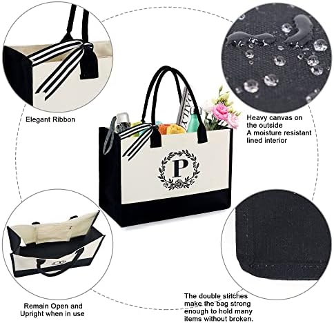 BeeGreen 8 (12,6,3) Csomag Vászon Tote Bags Személyre szabott Ajándékok Nőknek Blank & Kezdeti Vászon Tote Bags Szülinapi ajándék Táska