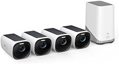 eufy Biztonsági eufyCam 3 4-Cam Kit, Biztonsági Kamera, Kültéri, Vezeték nélküli, 4K Kamerát a Beépített Napelem, Örökre Erőt, arcfelismerő