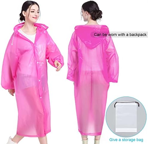 Esőkabát [2 Csomag], Újrahasznosítható, Könnyű Eső Kabát, Köpeny Felnőttek számára, Nők, Férfiak, Motorháztető & Rugalmas