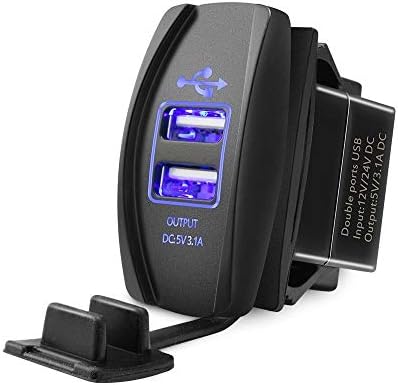 MNJ Motor Egyetemes Rocker Stílus Autós USB Töltő, Kék LED Fény Kettős USB hálózati Csatlakozó a Rocker Kapcsoló Panel