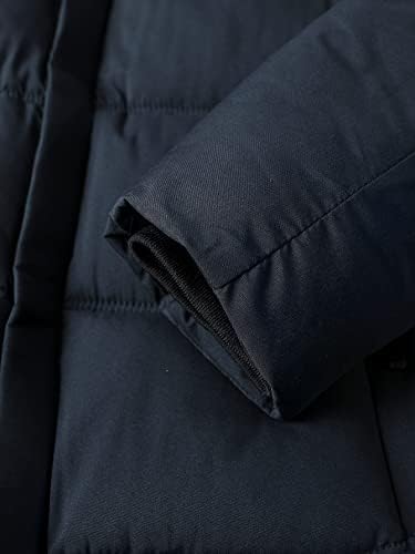 QYIQU Kabátok Férfi - Férfi Zip Kapucnis Puffer Kabát (Szín : Navy Kék, Méret : Nagy)