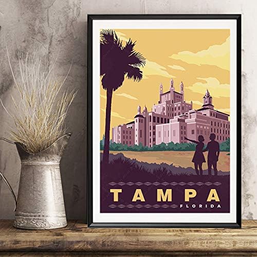 xtvin USA-ban a Floridai Tampa-Amerika Vintage Travel Plakát Művészet Nyomtatott Vászon Festmény, lakberendezési Ajándék（12X18inch）