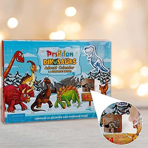 Prsildan Karácsonyi Adventi Naptár 2022 Gyerekeknek, 24 Nap Visszaszámlálás karácsonyig Dinoszaurusz Játékok Karácsonyi Ünnepi