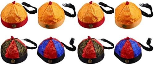 BESTOYARD 8 db Kínai Mandarin kínai kalap kínai császár kalap Császár Kalap Zsinór Kalap Pigtail