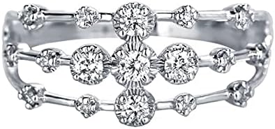 VEFSU Divat Női Gyémánt Áttört Gyűrű Cirkon Eljegyzési Gyűrűt Lábujj Gyűrű Készlet (Ezüst, 5)