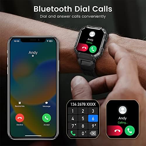 Okos Karóra Férfiaknak, 1.83, Vízálló Fitness Óra Bluetooth Hívás Smartwatch Android iOS Telefonok pulzusszám, a Vérnyomás, a Vér