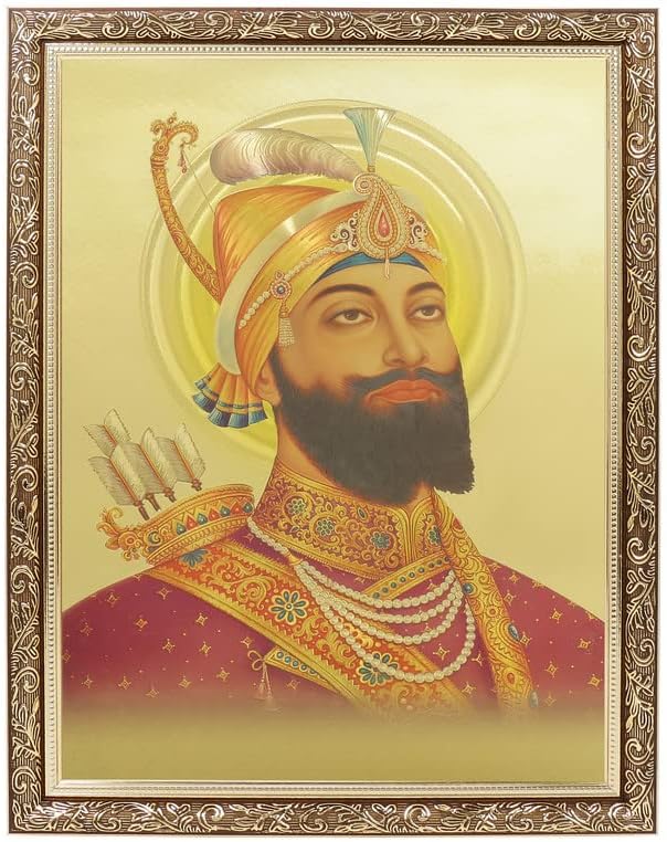 Guru Gobind Singh Arany Fólia Műalkotás Fotó A Réz Arany Mű Keret Nagy (14 X 18 Cm)