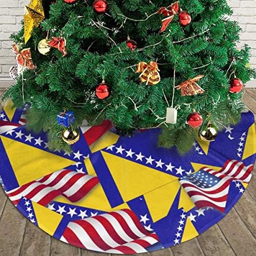 LVeShop Bosznia Herzeegovina Zászló Amerikai Zászló karácsonyfa Szoknya Luxus Kerek Beltéri Kültéri Lábtörlő Rusztikus karácsonyfa
