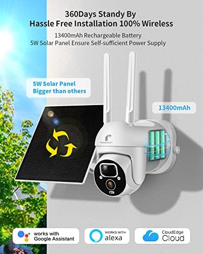 P Panoraxy 2.5 K 4MP Szolár Biztonsági Kamera Vezeték nélküli Kültéri 360° - Os Nézet 2.4 G WiFi Haza PTZ Kamera, Színes éjjellátó