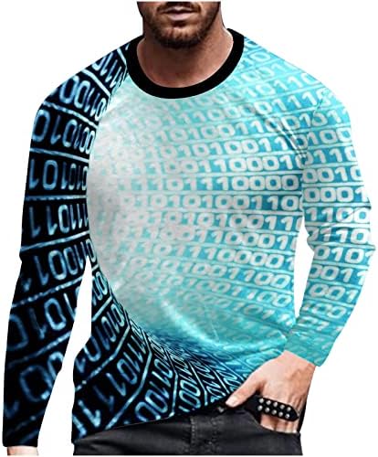 Dgoopd Férfiak Rendszeres-Fit Hosszú Ujjú Póló 3D Nyomtatás Grafikai Optikai Illúzió T-Shirt Alapvető Sleeve Póló, Alkalmi, Laza