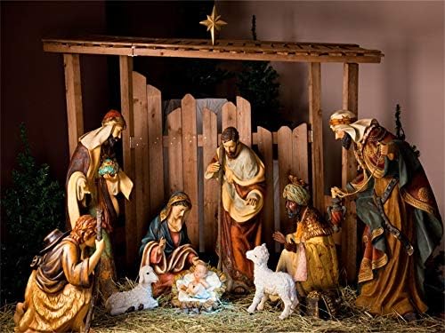 AOFOTO 8x6ft Istálló Belső Jászol Hátteret Gyermek Krisztus Születése Jézus Betlehemi Pásztor Fotózás Háttérben, Bárány, Ló, Stabil