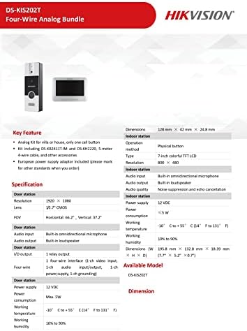 Securitykart Hikvision VDP DS-KIS202T Négy Vezetékes Analóg Csomag Villa Analóg Készlet