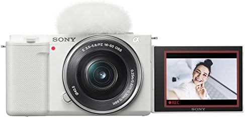 Sony ZV-E10 tükör nélküli Fényképezőgép, 16-50 mm-es Objektívvel, Fehér, E 55-210mm f/4.5-6.3 OSS E-Mount Objektív, Csomag 64 gb-os