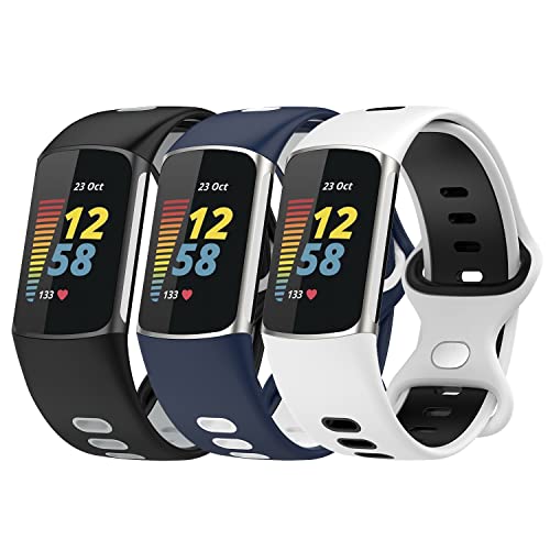 3PCS Sport Zenekarok Kompatibilis Fitbit Díj 5 Smartwatch Tartozék,Varrás Szín Design Puha Szilikon óraszíj Karkötő Karkötő Csere