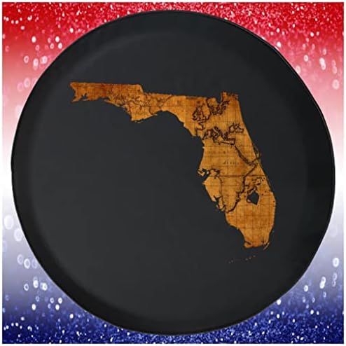 Nagy Pótkerék Fedél FloridaOld World Travel Térkép Fekete 35 Inch