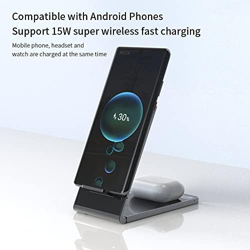 YALANDER Két 3 az 1-ben Vezeték nélküli Töltő Dokkoló a QC3.0 Adapter iPhone, Samsung Készülékek(2 Fehér Adapter)