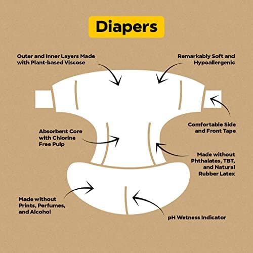DYPER Viszkóz a Bambusz Pelenka Mérete 1 + 5 Csomag Nedves Törlőkendők | Őszinte Összetevők | Készült Növényi Alapú* Anyagok