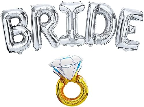 KatchOn, Óriás 40 Hüvelyk Menyasszony Lufi Ezüst -, Gyémánt Gyűrű, Lufi, 28 Cm | Silver Menyasszony Lufi Lánybúcsú Dekoráció