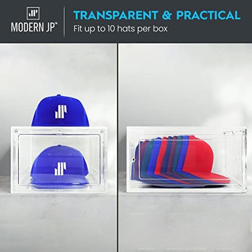 Modern JP Kalap Szervező a Baseball Sapkák (2 Csomag) - Átlátszó Kalap Kijelző, Prémium Kalap Tároló Doboz - Gyors Összeszerelés