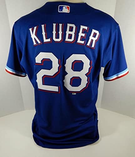 2020 Texas Rangers Corey Kluber 28 Játék Kiadott Kék Mez Tavaszi Képzési 473 - Játék Használt MLB Mezek