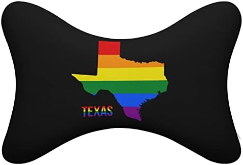 Texas Állam Térkép LMBT Szivárvány Zászló Autó Nyak Párna 2 DB Lélegző Fej-Nyak Többi Párna Egyetemes Puha Nyak Támogatás Fejtámla Tele
