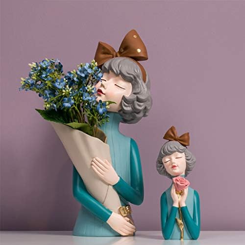 WSSBK Modern Kreatív Íj Lány, Vázák, Dekorációs Nappali dohányzóasztal Tornácon, Szárított Virág Szobor Kézműves Lány, Szobor, Dekoráció