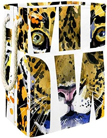 DJROW Dekoratív Szennyesben Leopárd Akvarell a Miau Absztrakt Szöveg Nagy Tároló Kuka Tároló Kosár Ruhát Szennyesben Játék tárolóban
