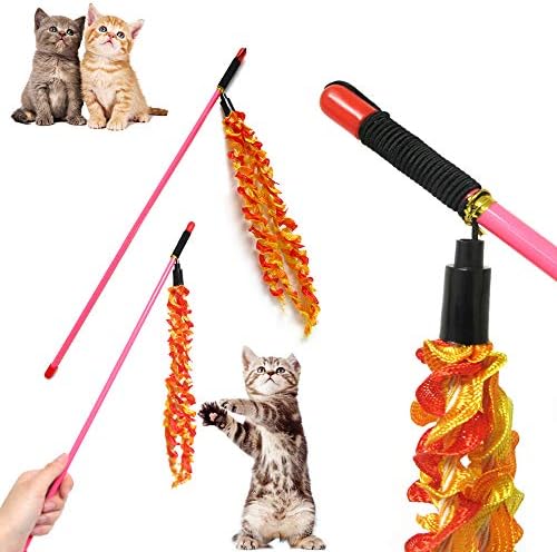 2db Cat Kitten Pet a Pálca Teaser Játék Catcher Stick Interaktív Játék Chase Színes