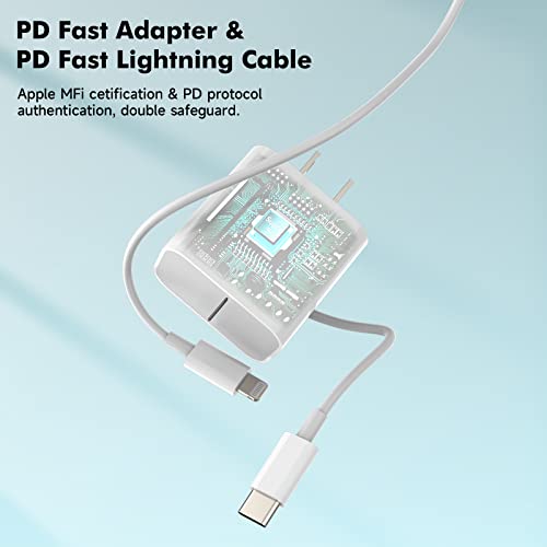Igazi iPhone Gyors Töltő 20W PD USB-C Fali Gyorsan Töltő Adapter [Mpi Hitelesített] Típus C-Lightning Kábel 6FT iPhone 14 13 12 11/Pro/Pro
