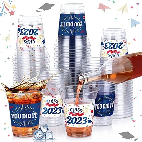 Jetec 100 Db Érettségi Műanyag Poharak 12 oz Osztály 2023 Műanyag Poharak Congrats Grad Csésze Grad Csésze Érettségi Szívességet