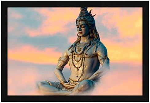 PUJA Falon Festmény, Otthon Dekoráció , Festmények Nappali dekor, Baba Bholey Nath Shiv Shambhu Mahadev Felhők Meditáció Alkotás Szintetikus