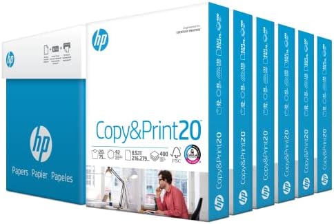 HP Nyomtató Papírok | 8,5 x 11 Papír | Másolás / Nyomtatás 20 lb| 6-Pack Ügyét - 2,400 Lap | 92 Fényes | Made in USA - FSC-Tanúsítvánnyal