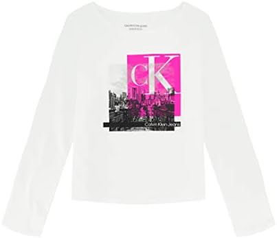 Calvin Klein-Lány Hosszú Ujjú Póló, Pulóver Stílus Legénység Nyak Dekoltázs, Logó, Részletezve
