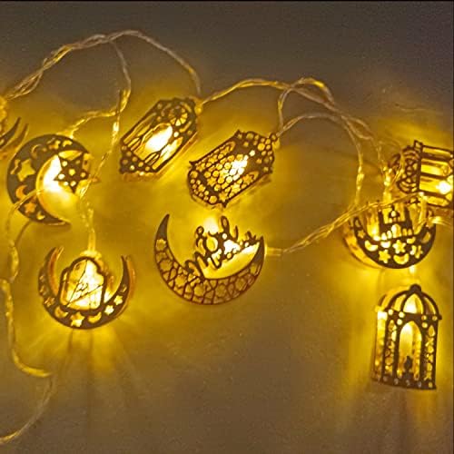 OAYGNEH Ramadan Eid String Lámpa elemes Hold, Csillag Lámpa Lámpa Mubarak Hold String Fények, 10 LED-es Dekoratív String Világítás