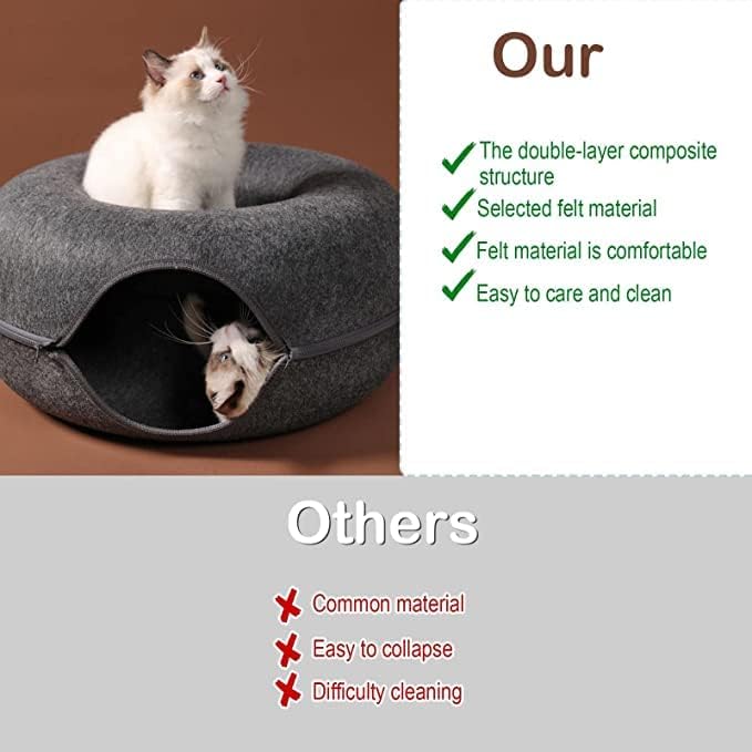A macskák Alagút Ágy - Természetes Kisállat Macska-Barlang - Kerek Levehető Beltéri Interaktív Játék - Pet House Bed Beltéri Nyulak,