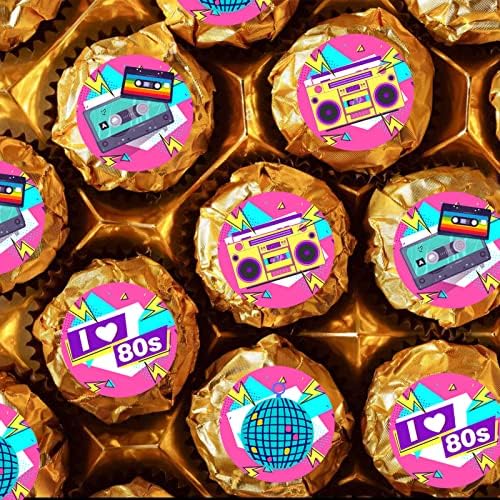 80 Fél Kerek Cukorka Matrica - Imádom a 80-as évek Hip-Hop Party kellék Matrica Címke Illik Csokoládé（ 160 Darab）