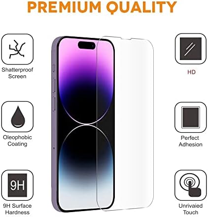 Xréel Platinum Pajzs Kompatibilis [iPhone 14 Pro Max], Edzett Üveg kijelző Védő fólia (3 Csomag), 9H Keménység, Karcolás Ellenállás,