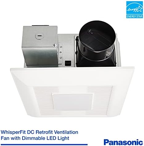 Panasonic FV-0511VFL1 WhisperFit DC Átalakítót Szellőztető Ventilátor Fény, Szabályozható LED Lámpa Éjjeli, 50, 80 vagy 110 CFM, Csendes