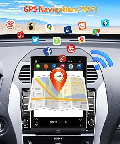 Rimoody Android Dupla Din Függőleges Autó Sztereó Bluetooth GPS Navigáció, 9.7, Függőleges Érintőképernyő Autó Rádió FM Rádió, WiFi