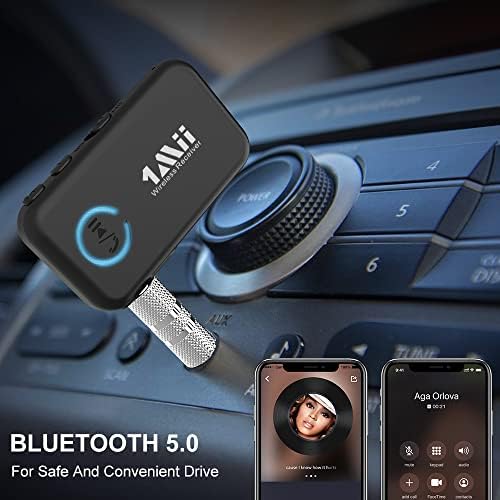 1Mii Bluetooth 5.0 Zene Vevő Autó/Otthoni Sztereó, Aux Bluetooth Adapter Autó hangerőszabályzó Támogatja a Kezét Ingyenes Hívások, 15H