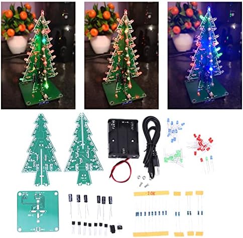 Natudeco 3D karácsonyfa DIY Elektronikus Össze Kit Forrasztási Gyakorlat Multicolor LED-es Villogó Karácsonyi Fa Ünnepi