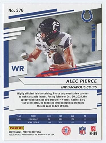 2022 Panini Prestige 376 Alec Pierce RC Újonc Indianapolis Colts NFL Labdarúgó-Trading Card