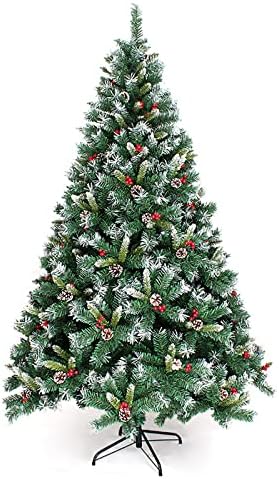 GiNO 6ft karácsonyfa Helyszínen Piros Gyümölcs + Toboz + Spray Fehér Karácsony Rattan lakberendezési